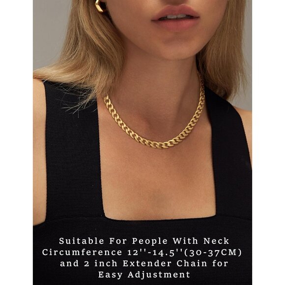 Gold Necklace for Women Dainty Chunky 14K Gold Plated/Sliver Plated Chain Neckla - Picture 2 of 7